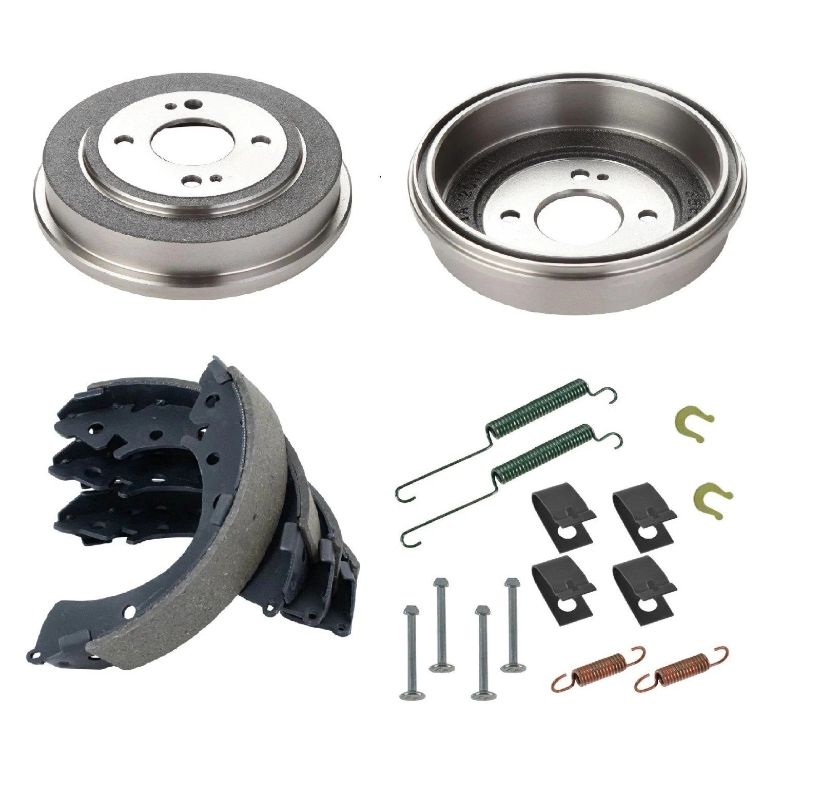 Rear Brake Shoes 2 Drums & Hardware Spring Kit Set for Honda Civic Fit