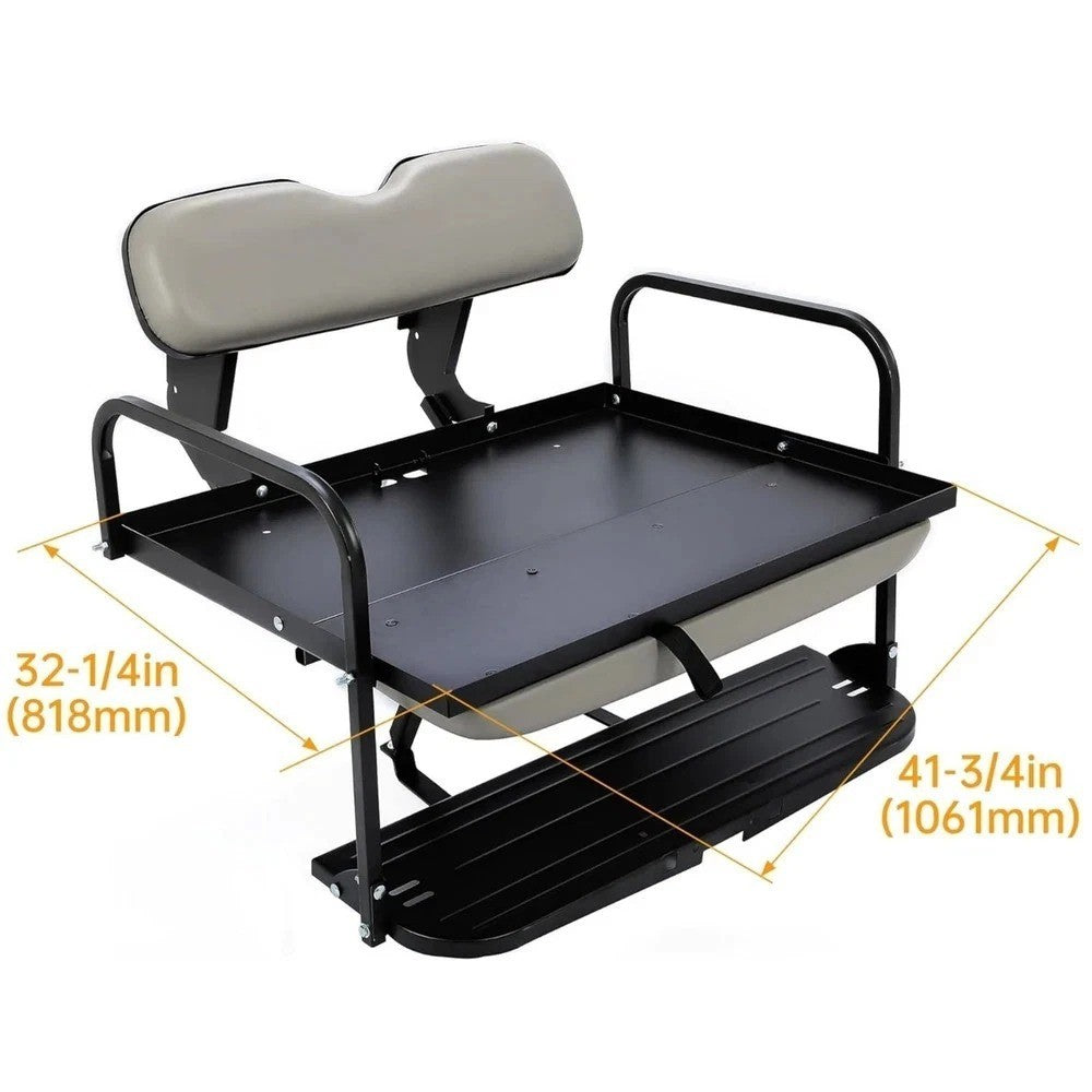 For Yamaha G14 G16 G19 G22 Golf Cart Rear Flip Seat Kit Steel Off-White Cushion