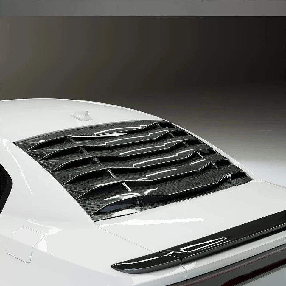 Carbon Fiber Style Rear Window Windshield Louvers For Dodge Charger 2011-2023