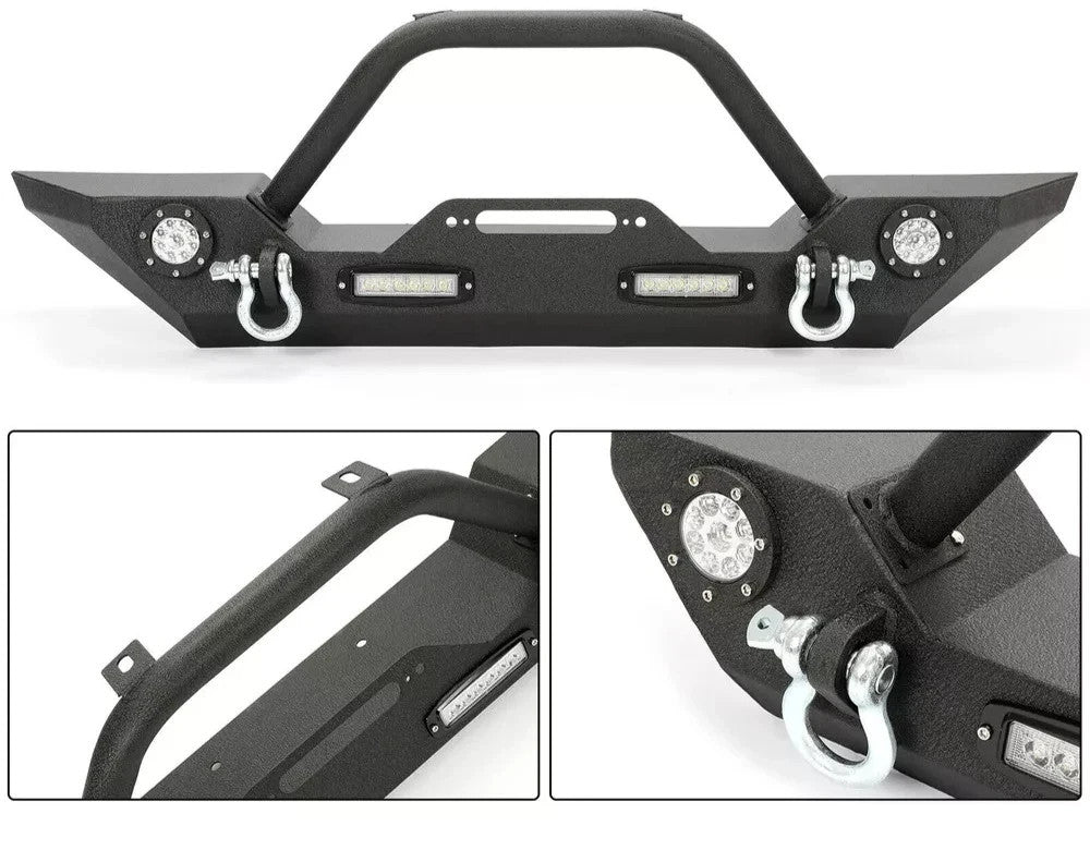 Front Bumper w/LED Lights for Jeep Wrangler JK JL 07-24 2018 Gladiator JT 20-24