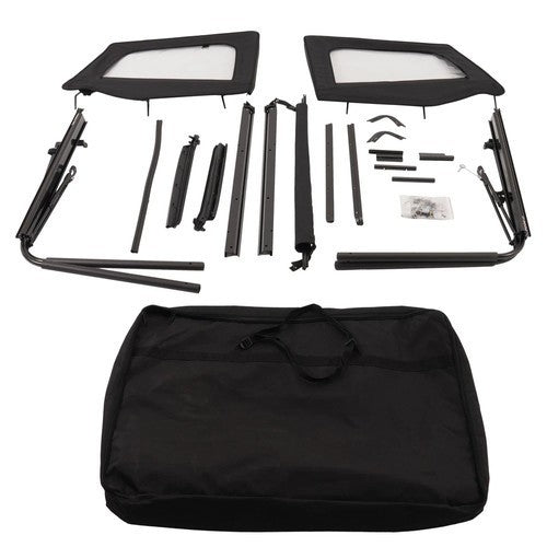 Black Soft Top Kit W/Tinted Windows & Steel Bracket For Jeep Wrangler YJ 87-95