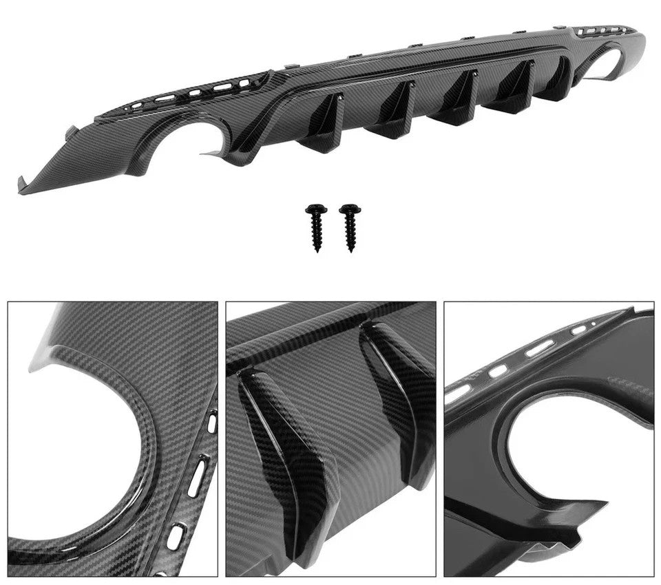 For Chrysler 300 SRT 15-23 Carbon Exhaust Shark Fins Rear Bumper Lip Diffuser