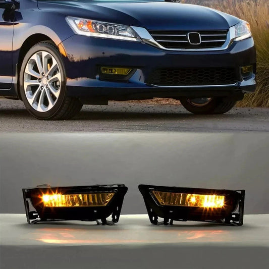 Bumper Driving Fog Lights w/Bulbs For Honda Accord Sedan 2013-2015 Amber Lens