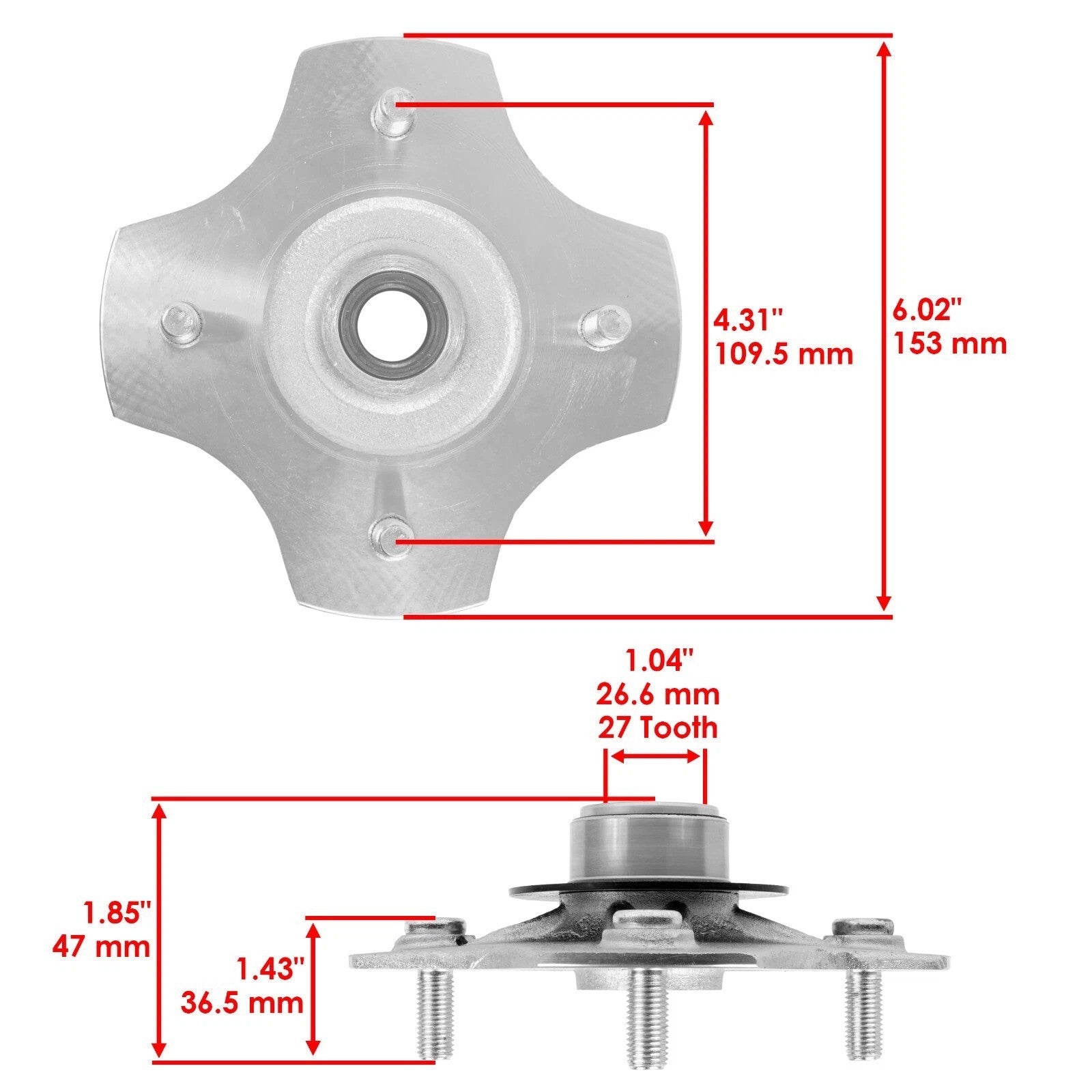 Rear Axle Shaft Wheel Hub for Honda TRX450FE TRX450FM Foreman 450 4x4 2002- 2004