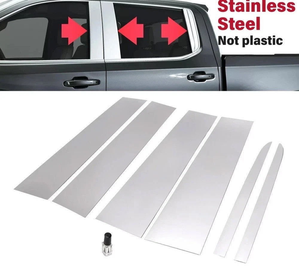 Door Pillar Post Trim Kits For Chevy Silverado GMC Sierra 19-25 Crew Double Cab