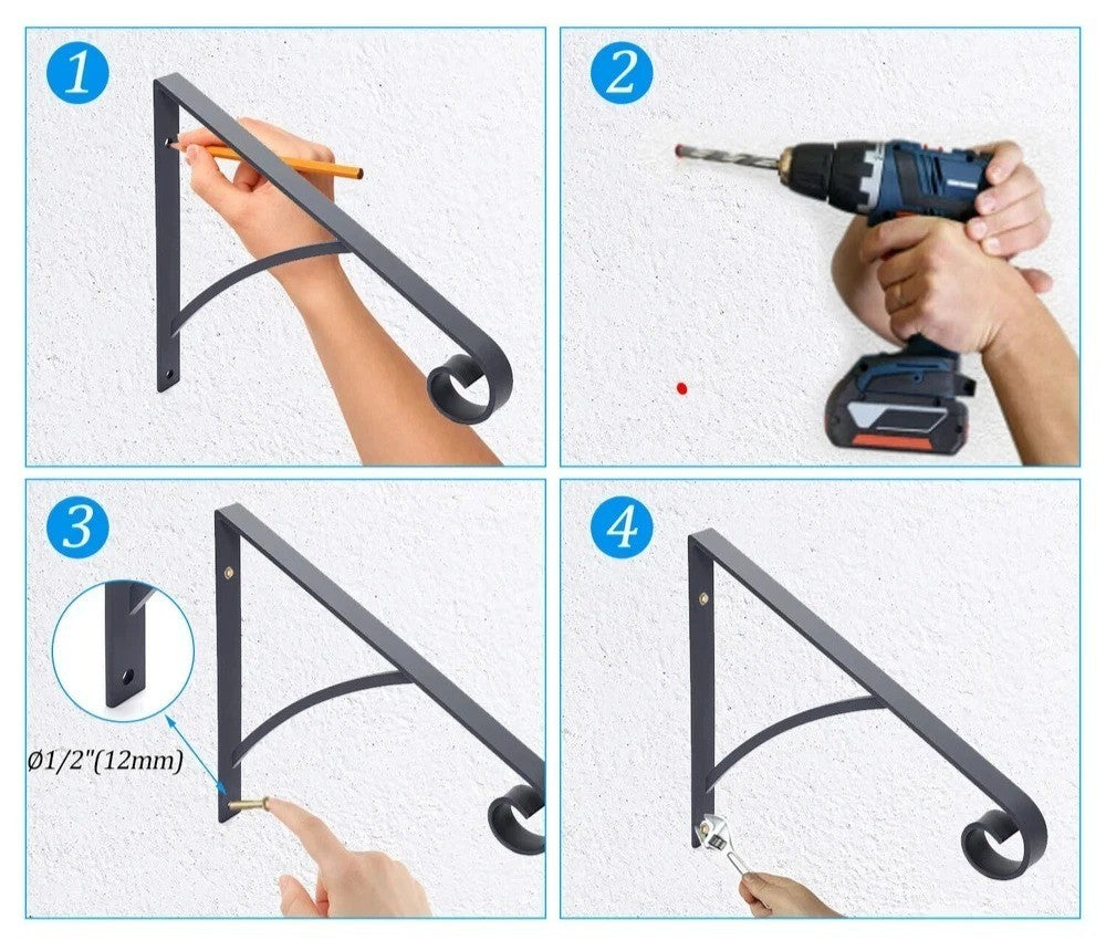 HECASA Steel Handrail Railing for 1-2 Steps Wall Mount Step Hand Rail Grab Bar