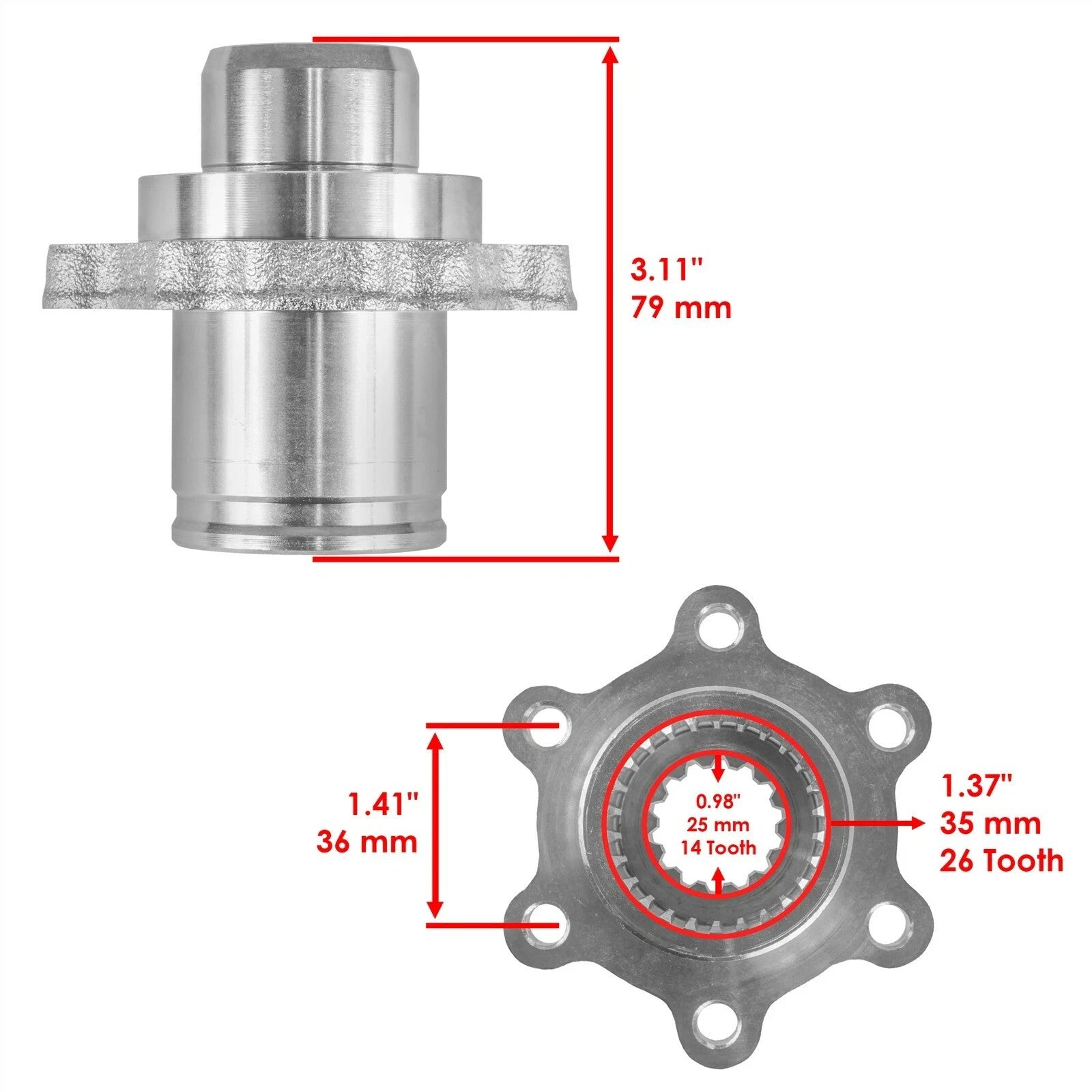 Fits Yamaha Grizzly 660 Rear Differential Drive Shaft Boss YFM660F 4X4 2002-2008