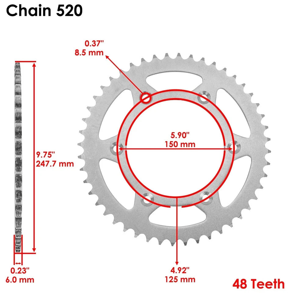 Orange O-Ring Drive Chain & Sprockets Kit for KTM 525 Exc Sx 2003-2006