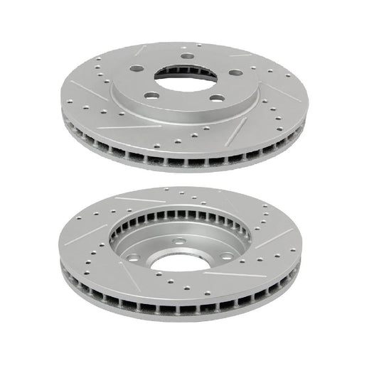 Performance Brake Rotor Drilled Slotted Front Coated Pair for Chevy