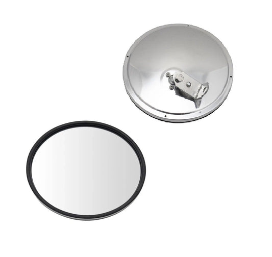 8.5" Round Convex Mirror Pair Stainless Steel Offset Stud w/ Mounting Bracket