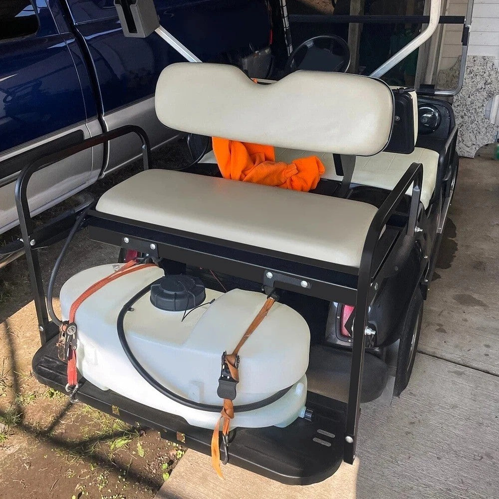 For Yamaha G14 G16 G19 G22 Golf Cart Rear Flip Seat Kit Steel Off-White Cushion
