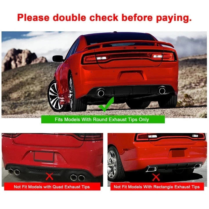 For Dodge Charger SRT8 12-14 Rear Diffuser Bumper Lip Valance Carbon Fiber Style