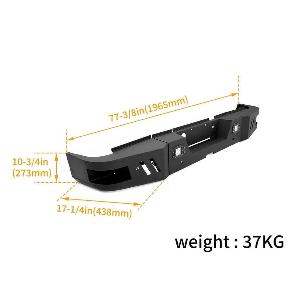 Rear Bumper For Dodge Ram 2500 3500 2010-2024 w/ LED Lights Steel Powder Coated