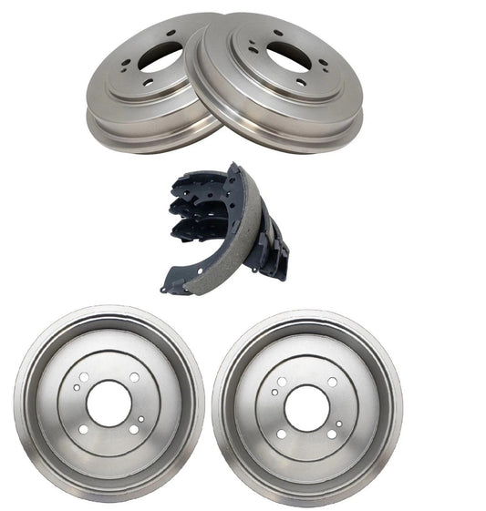 Rear Brake Shoes & 2 Drums Set Kit for 4 Stud Wheels for 01-05 Honda Civic