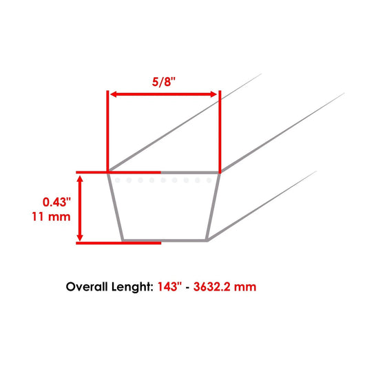 Deck Belt For Husqvarna CZ4815 CZ4817 CZ4818 CZ4825 Z4818 539107709 143" x 5/8"