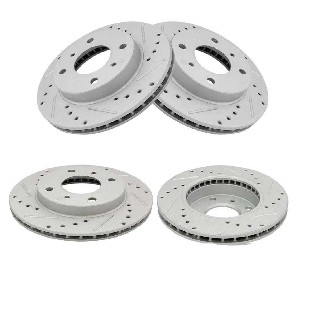 Performance Brake Rotor Drilled & Slotted Front Coated Pair for Nissan
