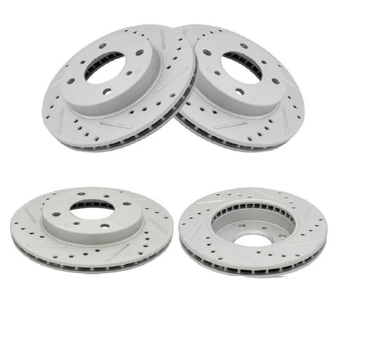 Performance Brake Rotor Drilled & Slotted Front Coated Pair for Nissan