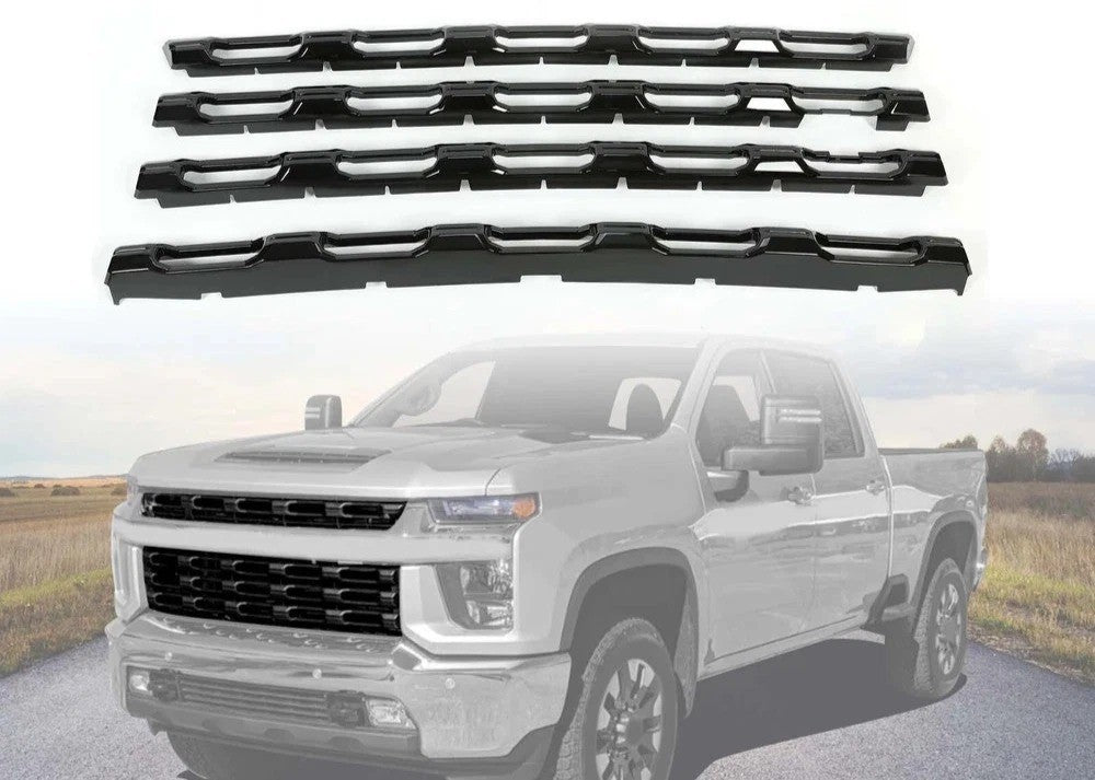 For 20-23 Chevy Silverado 2500HD 3500 HD Truck Gloss Black Grille Insert Overlay