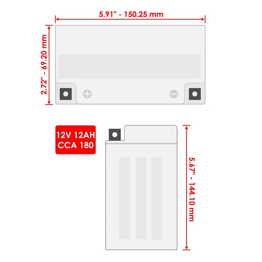 AGM Battery for Yamaha XVS1100 V-Star 1100 Custom 1999-2009