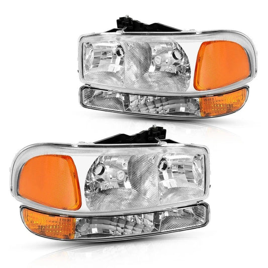 Headlights + Bumper Lamps For GMC Sierra 1500 2500 1999-2007 Yukon XL 2000-2006