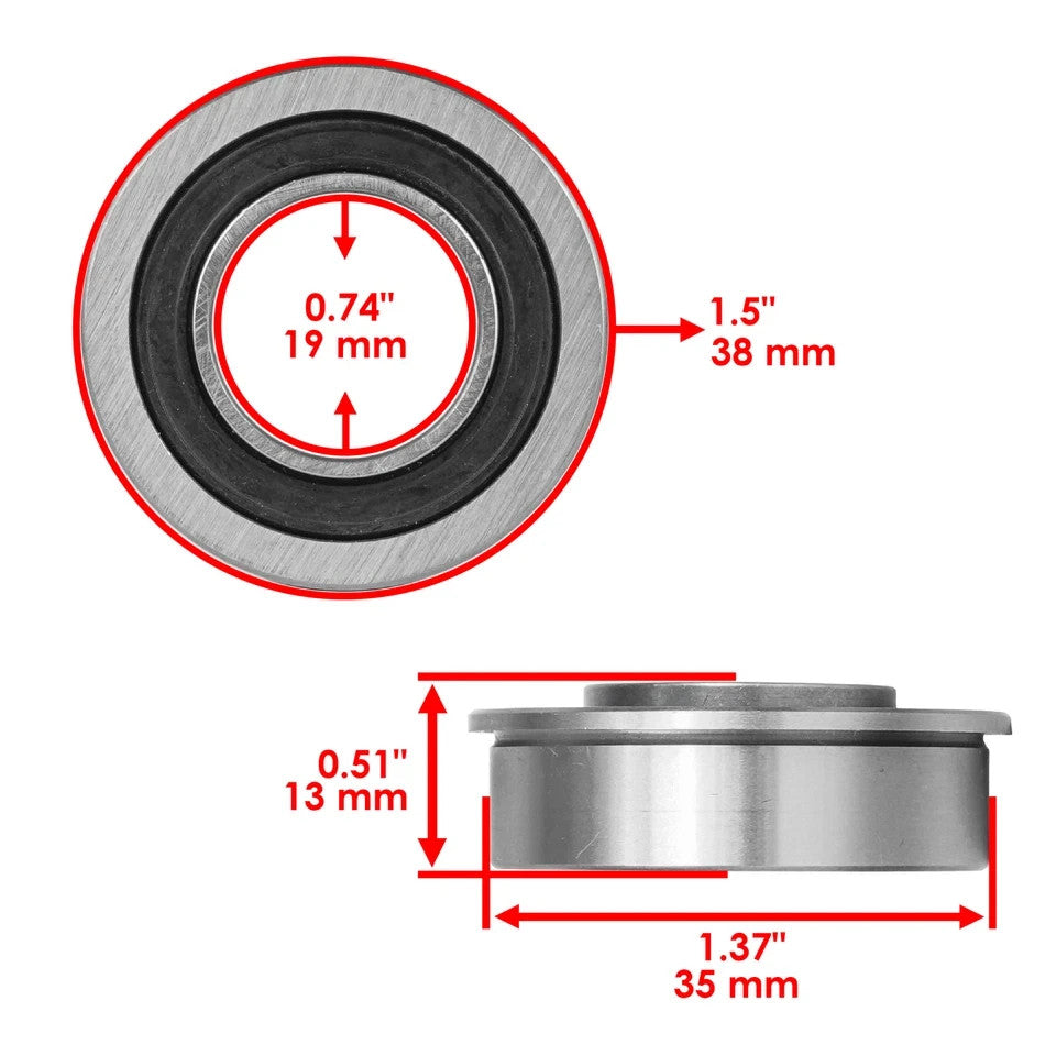 Caltric F6003-19-2RS F6003 Flange Deep Groove Sealed Ball Bearings 19x35x13