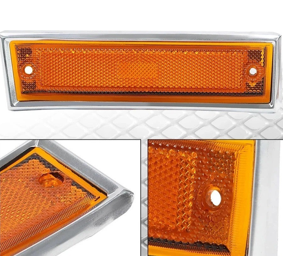 HECASA For 81-91 Chevy GMC C/K 10 Front Bumper Side Marker Lights Fender Lamps