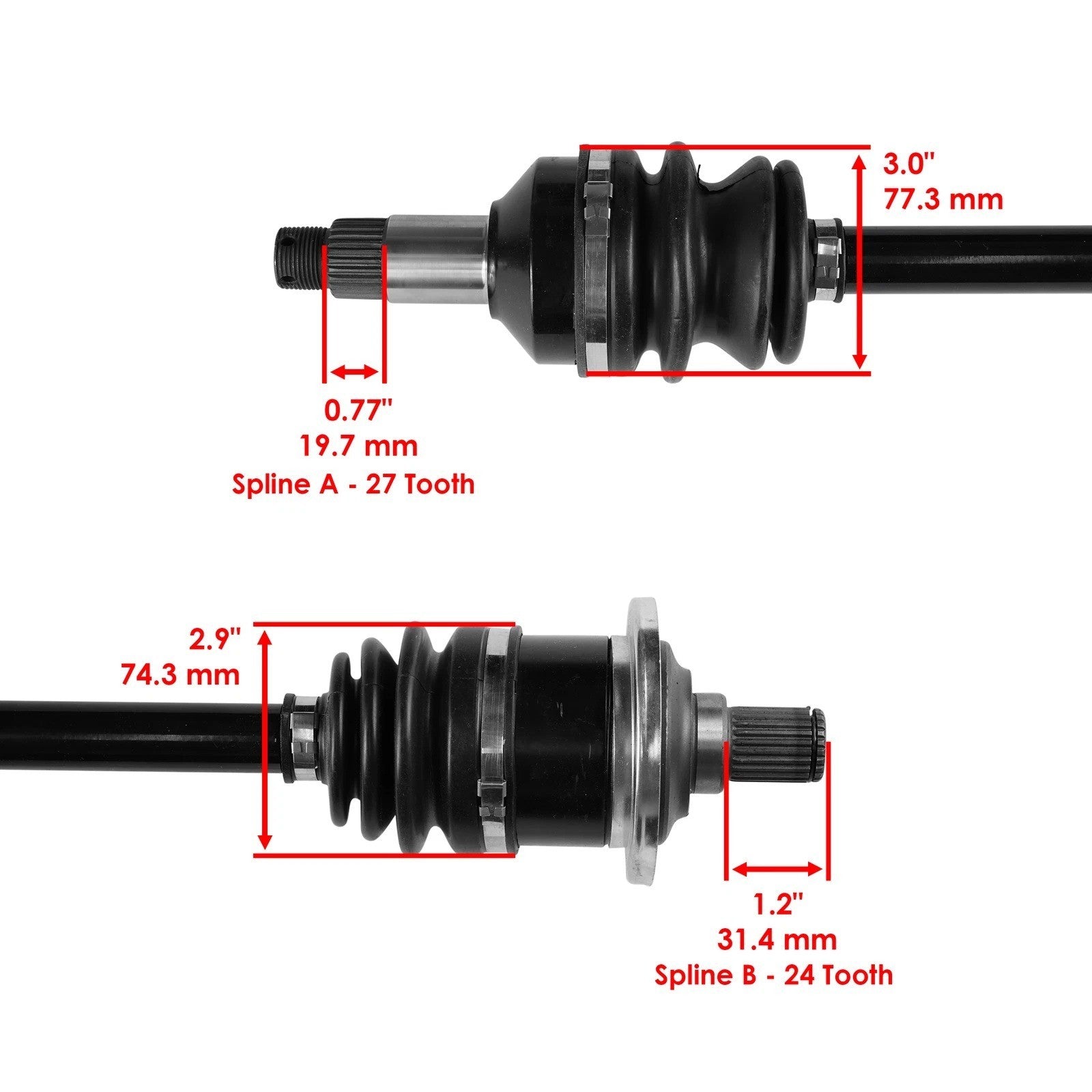 for Arctic Cat 650 4X4 H1 2006-11 / 700 4X4 06-14 Front LH and RH CV Joint Axle