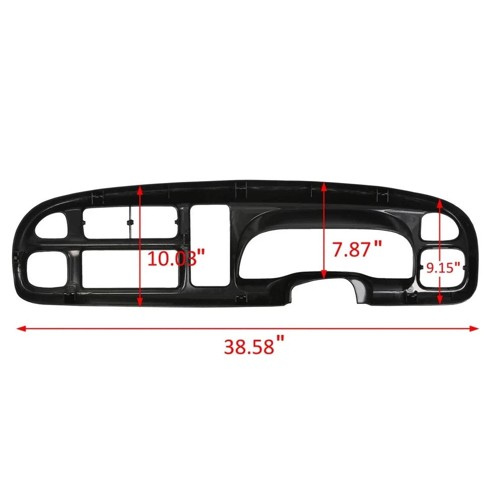 New For 98-02 Dodge Ram Pickup ABS Dash Bezel & Dashboard Cover Overlay W/clips