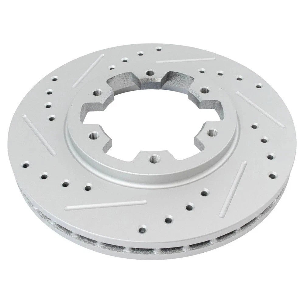 Brake Rotor Drilled & Slotted Coated & Ceramic Pad Front Set for Nissan