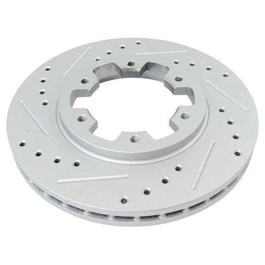 Brake Rotor Drilled & Slotted Coated & Ceramic Pad Front Set for Nissan