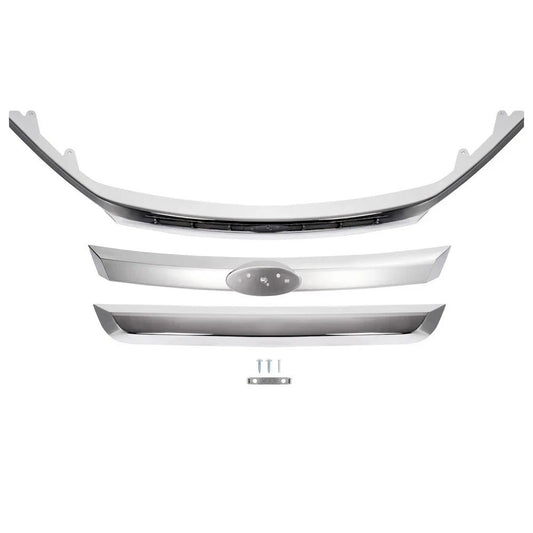 Chrome Front Upper Grille Molding Trims Set 3Pcs For Ford Fusion 2010 2011 2012