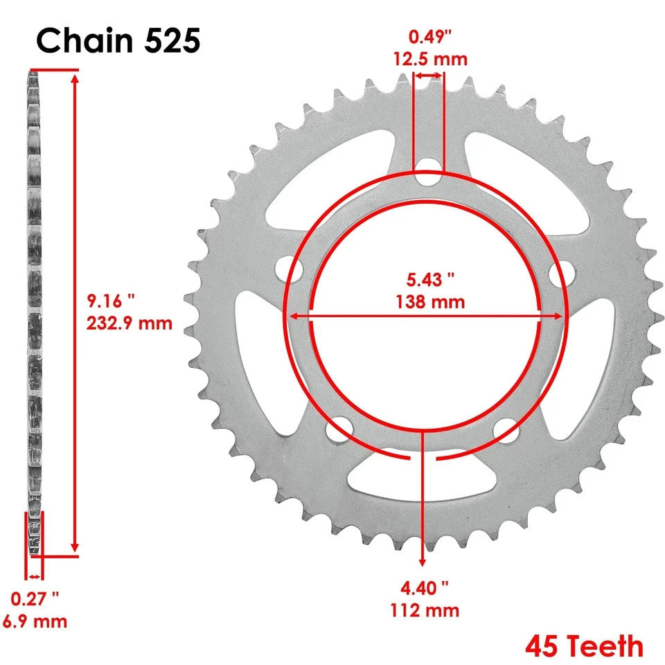 Red Drive Chain And Sprocket Kit for Honda CBR600F4 1999 2000 525-Chain