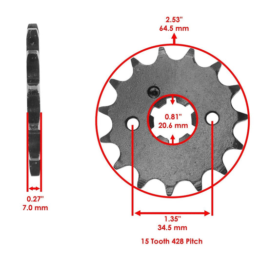Celox Drive Chain and Sprockets Kit for Yamaha TT-R125 TTR125E  2002 2003-2010