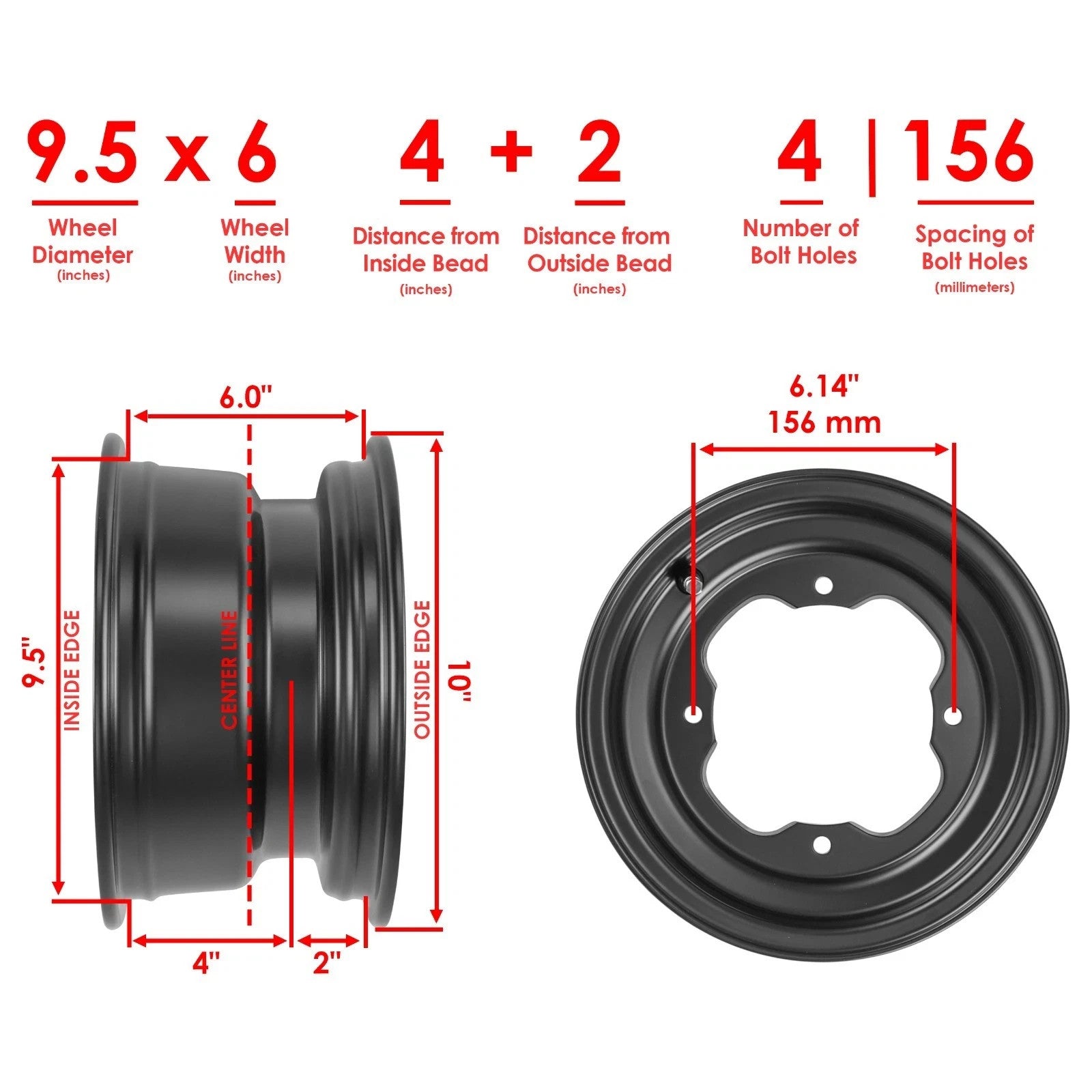 Caltric Front Wheel Rim For Yamaha Raptor 700R YFM700R 2009-2026