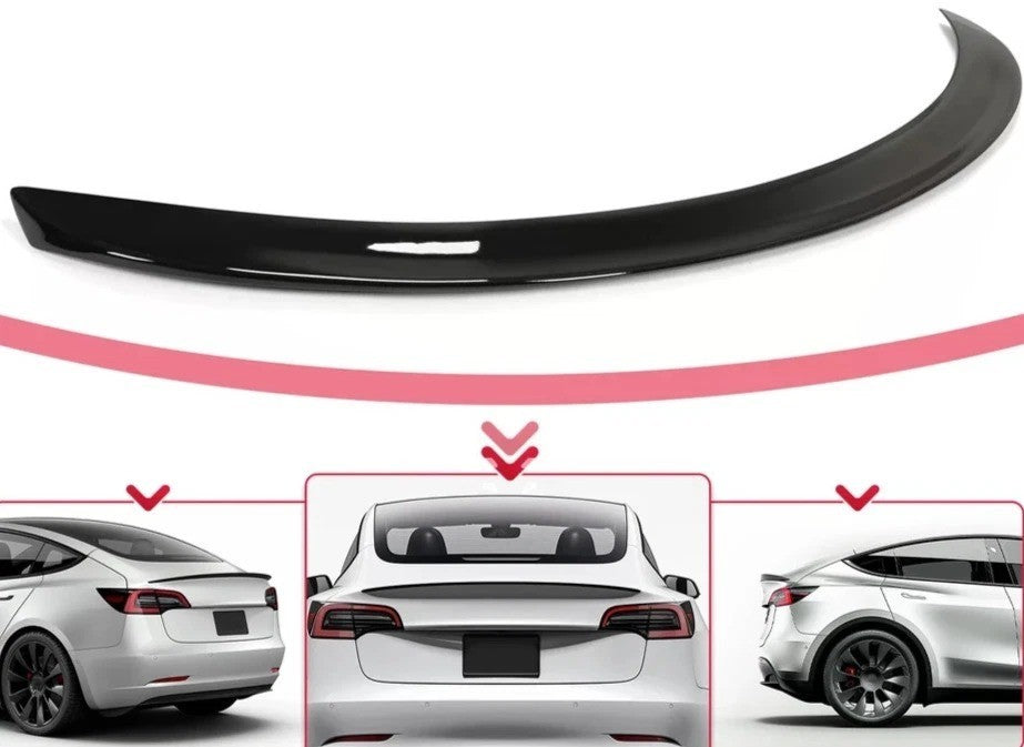 HECASA For 2017-2023 Tesla Model 3 Rear Trunk Lip Spoiler Wing - Gloss Black