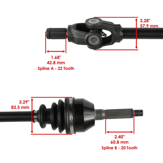 Front Left / Right Complete CV Joint Axle for Polaris 1380199, 1380218