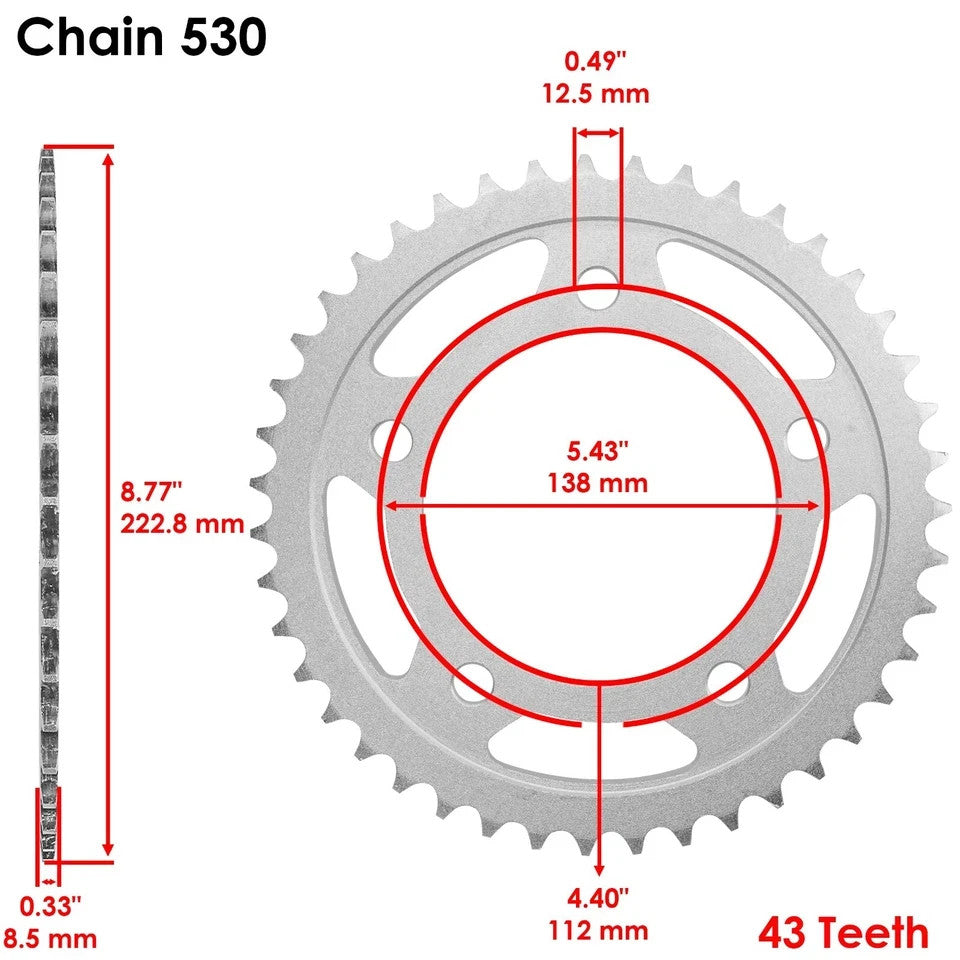 Drive Chain & Sprockets Kit For Honda CB900F 919 Hornet 2002-2007 Gold