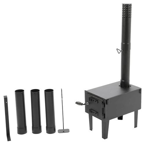 Outdoor Tent Wood Burning Stove for Cooking Hiking with Chimney Pipe Portable