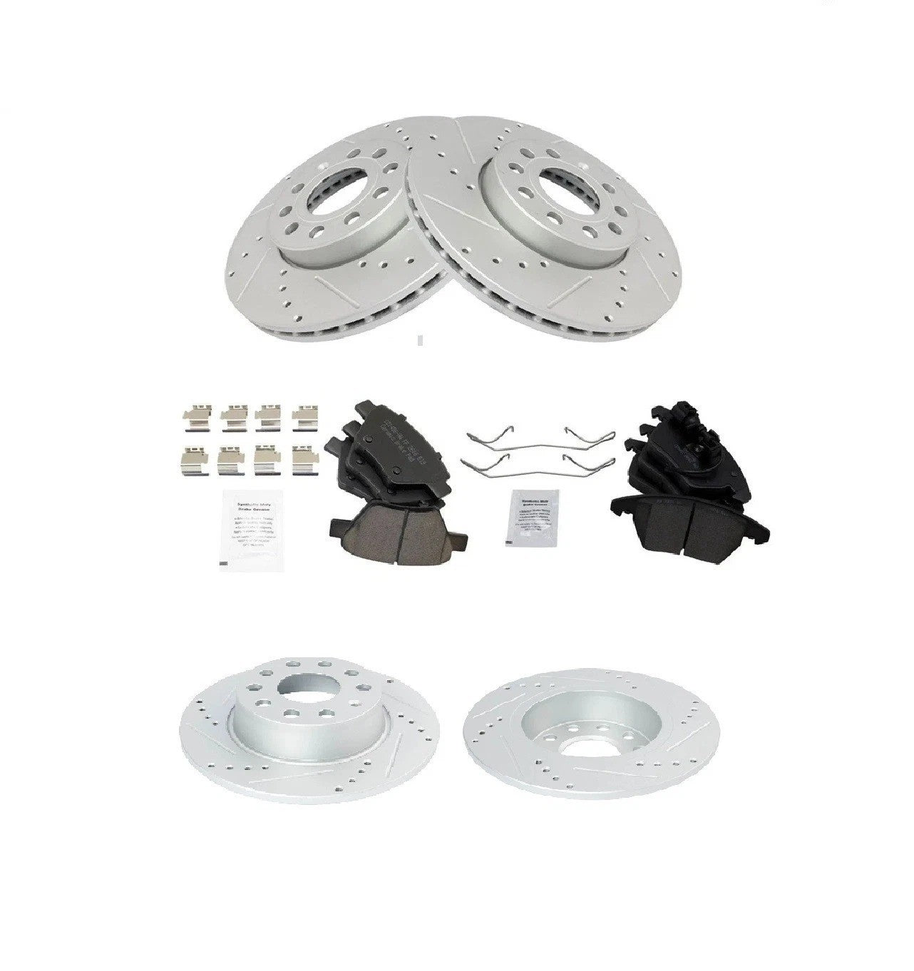 Front & Rear Ceramic Brake Pad & Performance Rotor Kit for VW Jetta Golf