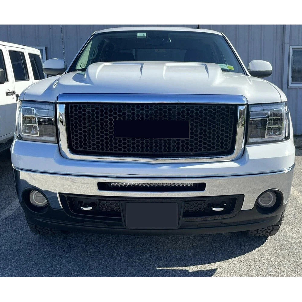 For 07-13 GMC Sierra 1500 New Body Front Upper & Lower Hood Grille Gloss Black