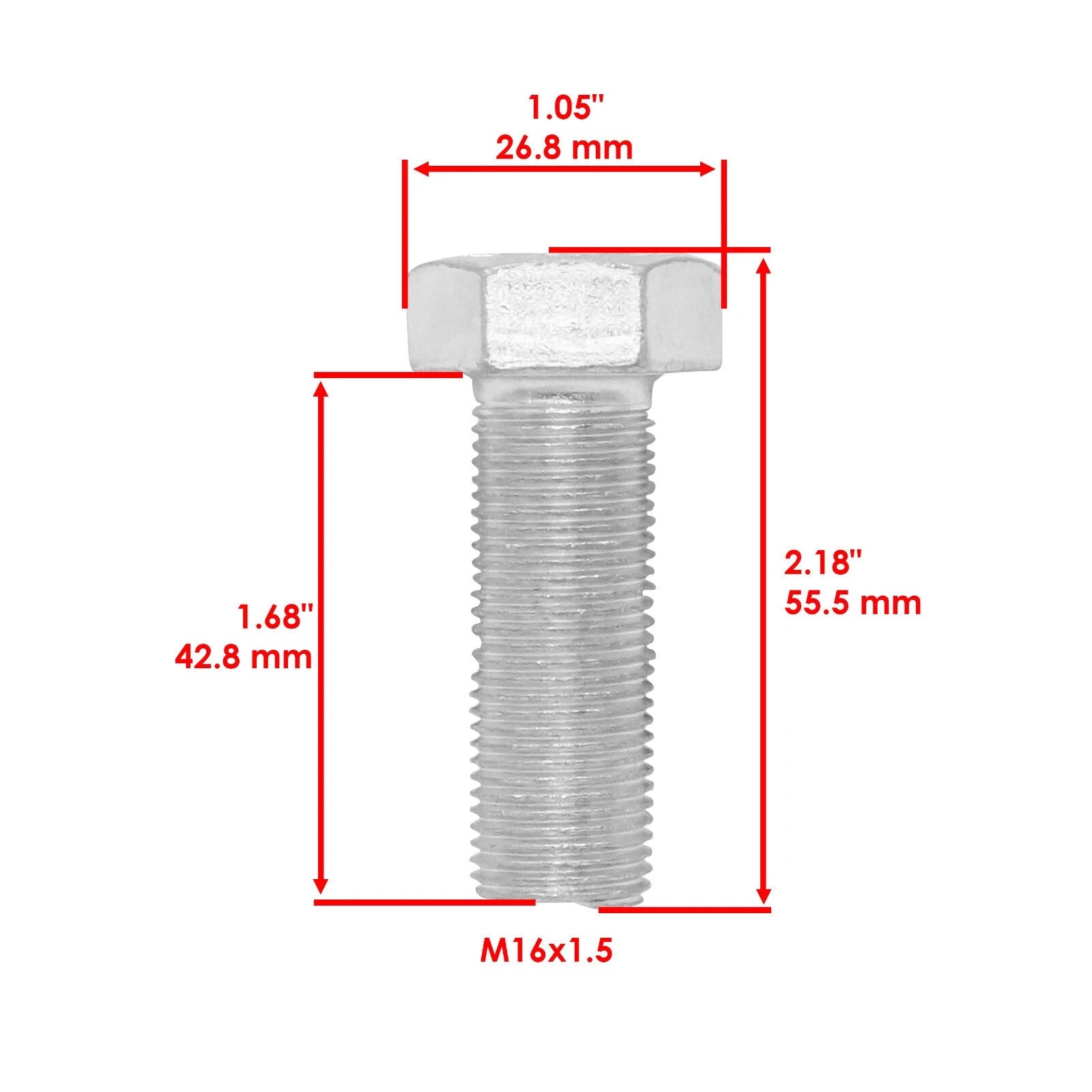 Caltric M16x1.5 Bolts Hex .62-18 x 1.75 for Ariens Gravely 05901822 05978900