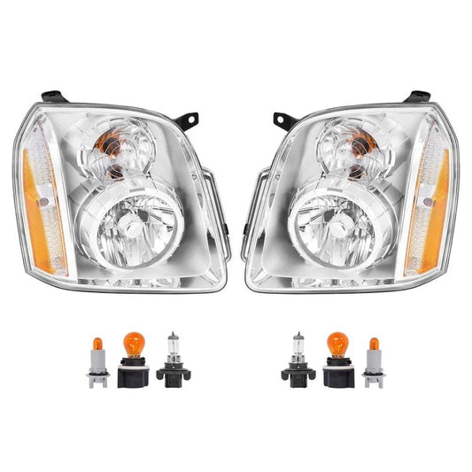For 2007-2014 GMC Yukon XL 1500 2500 Denali Chrome Headlights Assembly LH+RH