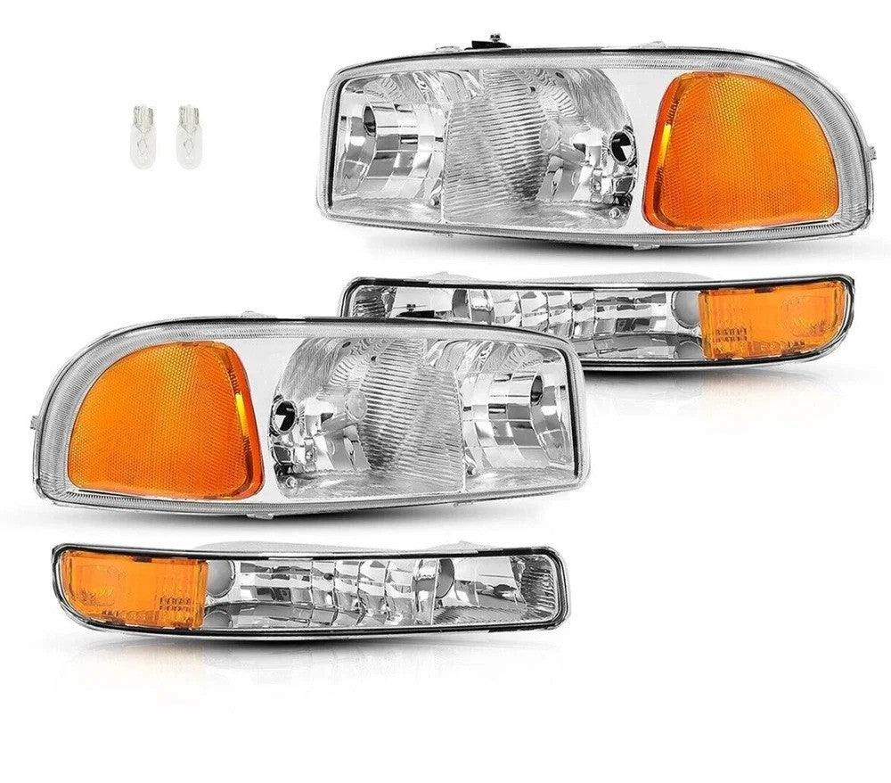 Headlights + Bumper Lamps For GMC Sierra 1500 2500 1999-2007 Yukon XL 2000-2006
