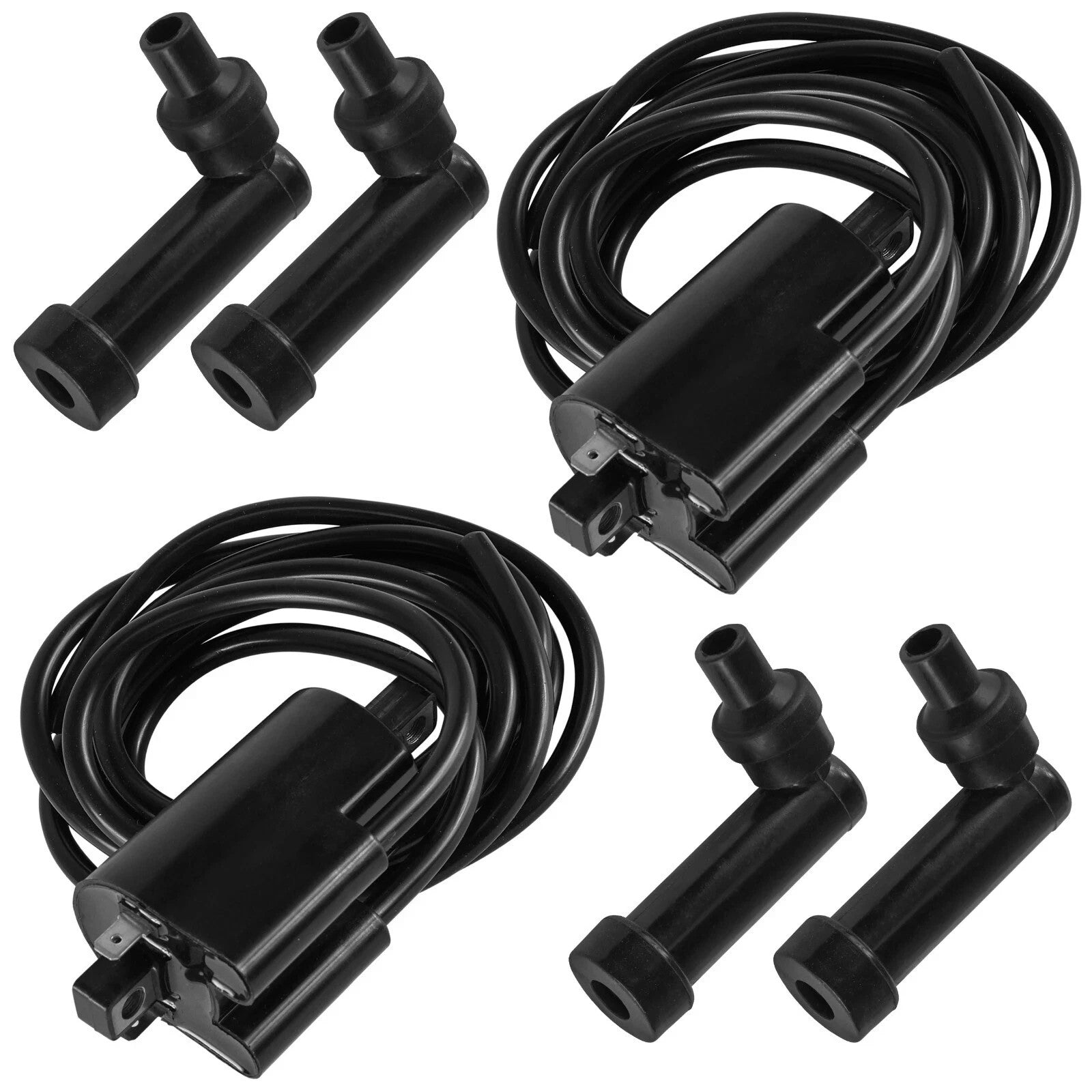 2x Ignition Coil With Spark Plug Caps For Yamaha Radian 600 YX600 1986 1987 1988