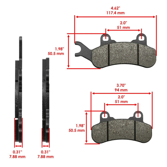 Brake Pads for Can-Am Commander 1000R XMR DPS XT 2021-2026 Front Rear Left Right