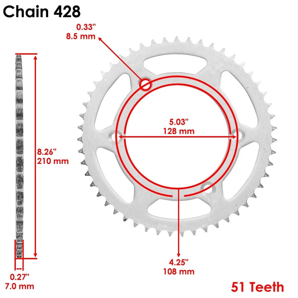 Drive Chain & Sprockets Kit for Suzuki DR-Z125 DRZ125 2003-2016