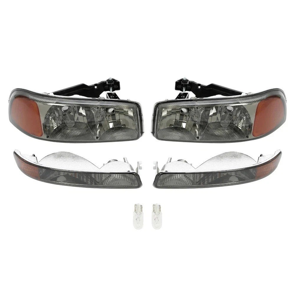 Smoke Headlights & Bumper Lamps For GMC Sierra 1500 2500HD 1999-2007 Yukon 2002