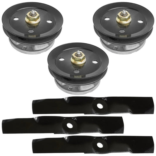48" Deck Spindle w/Pulley Blade Kit for John Deere GT242 GT262 GT275 LX186 LX188