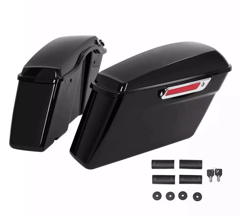 Black Hard Saddle Bags Saddlebags For 2014-2024 Harley Touring Road Street Glide