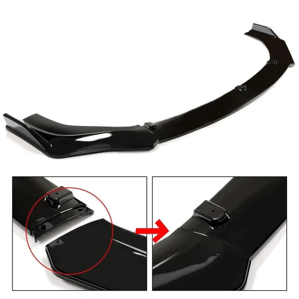 For Honda Civic Sedan 2016-2020 2021 Painted Black Front Bumper Lip Body Spoiler